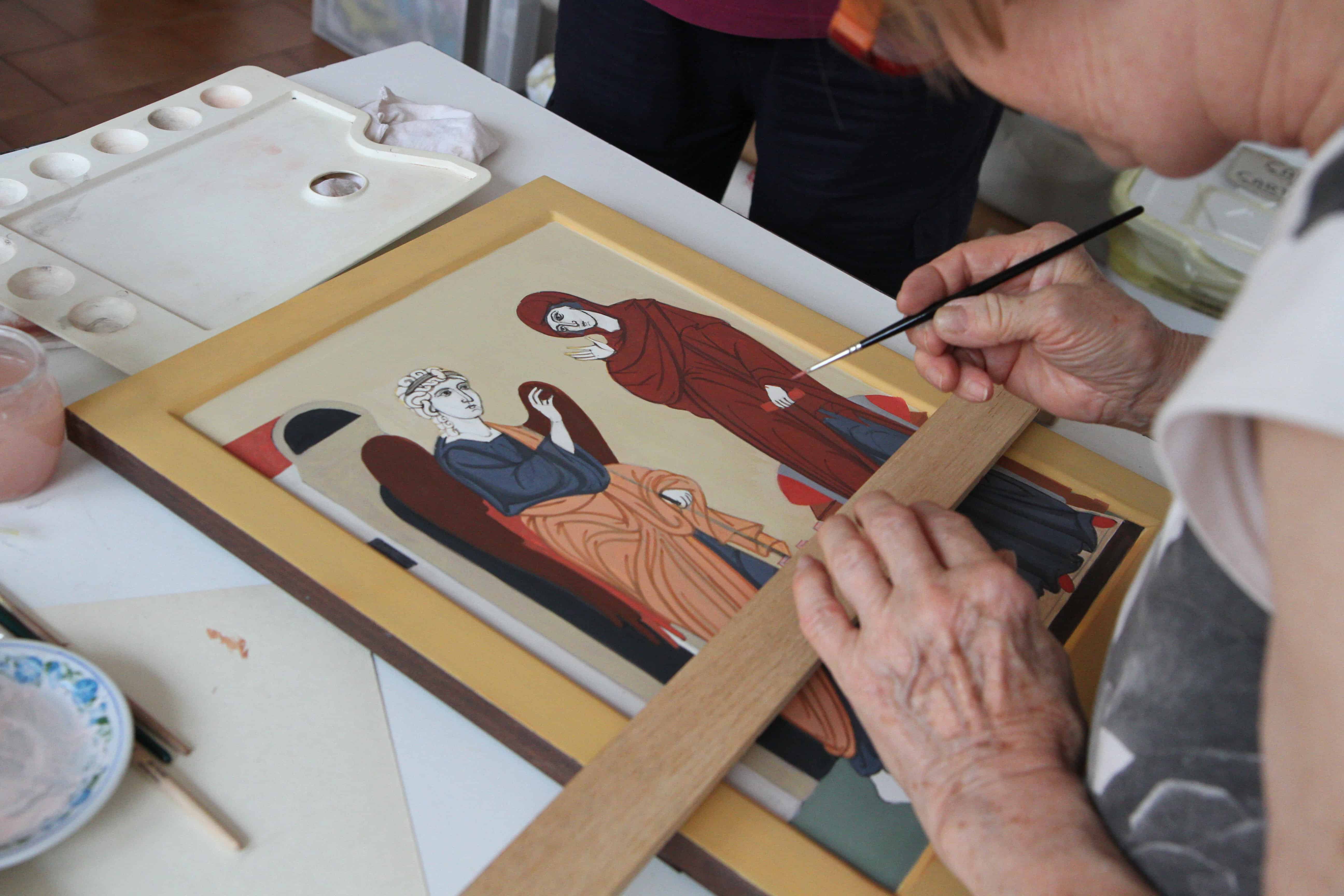 Lavorazione di un'icona dell'Annunciazione