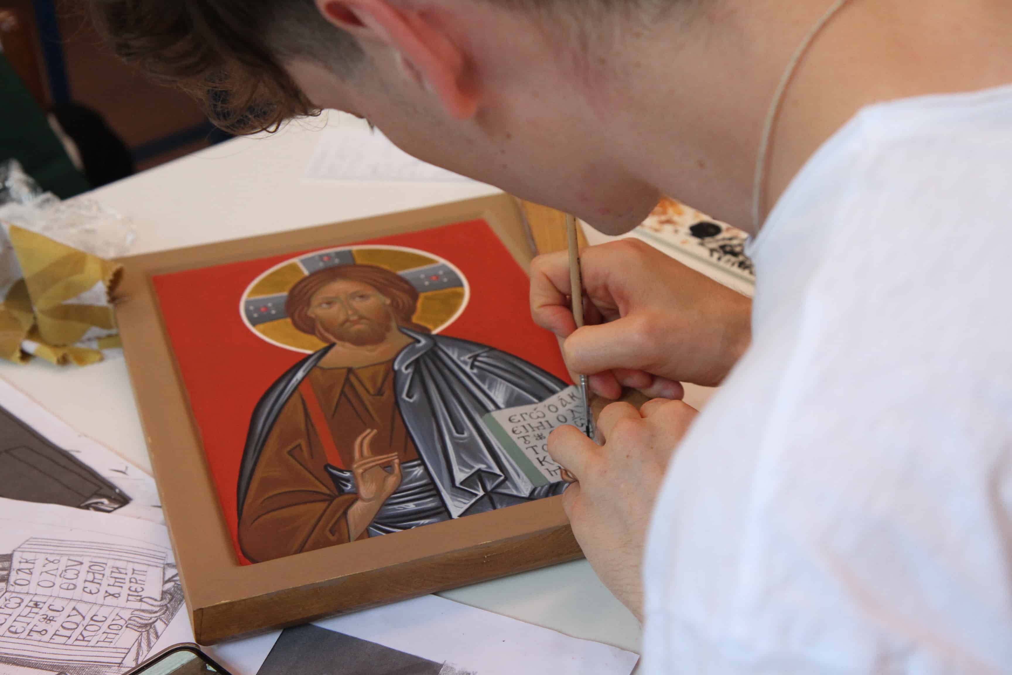 Lavorazione di un'icona del Pantocratore