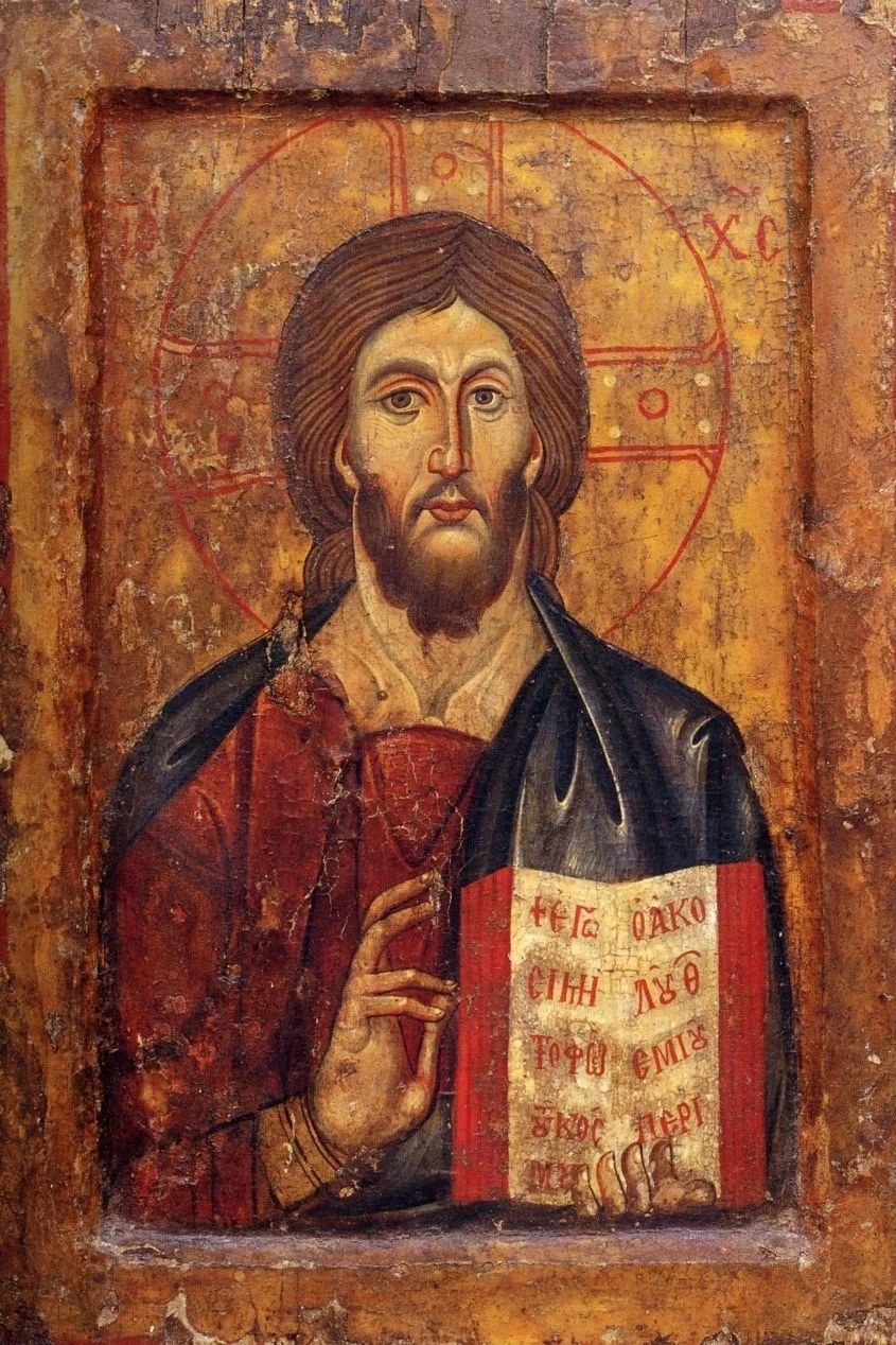 Icona di Cristo con il libro aperto